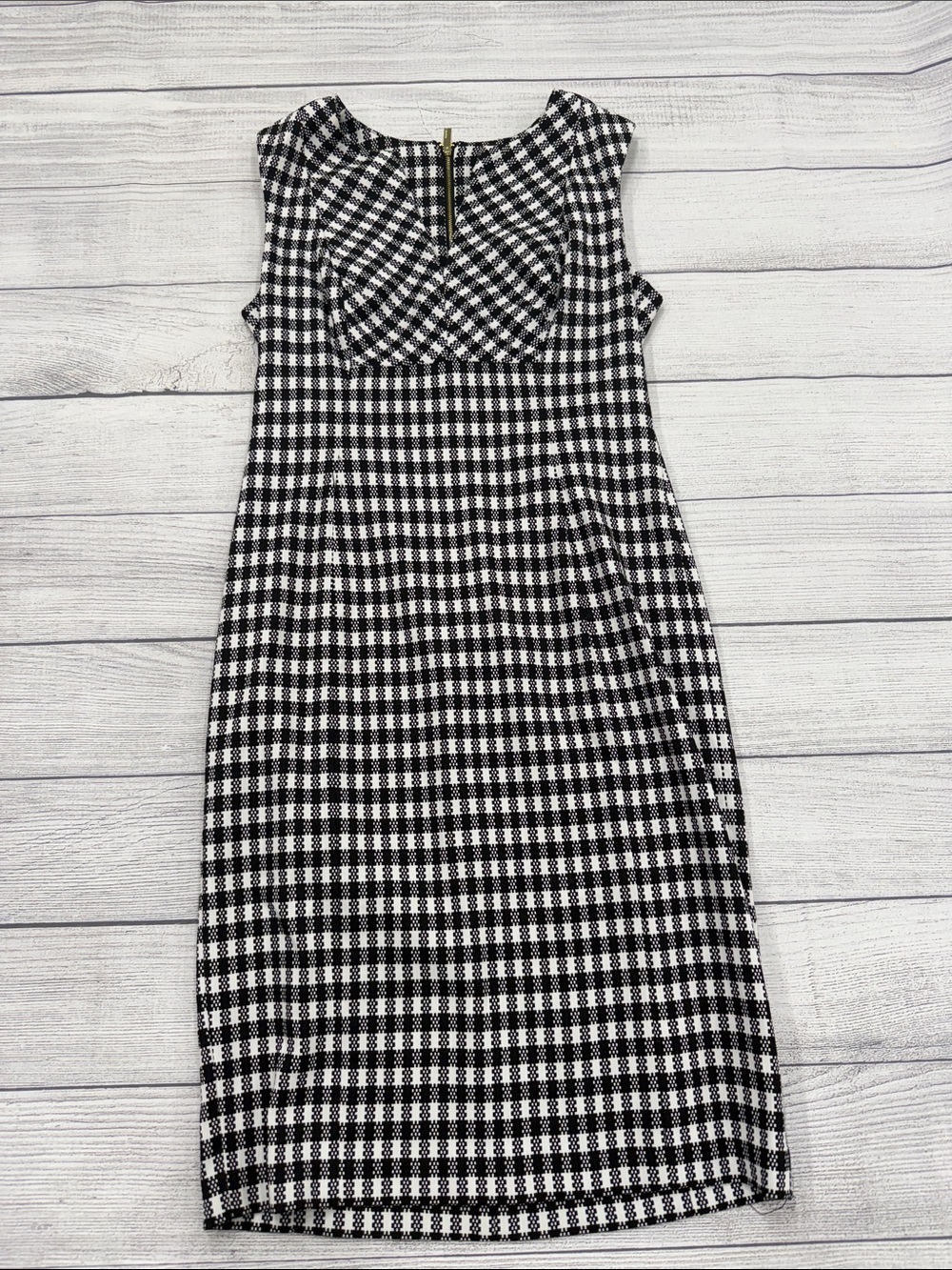 Calvin Klein Black White Gingham Sheath Dress Size 4